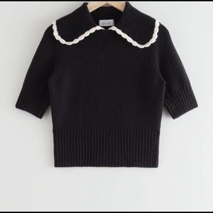 Wide Collar Wool Knit Sweater